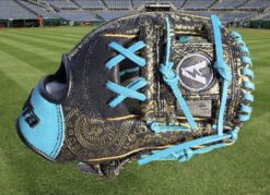 Bold Black and Teal Infielders Baseball Glove